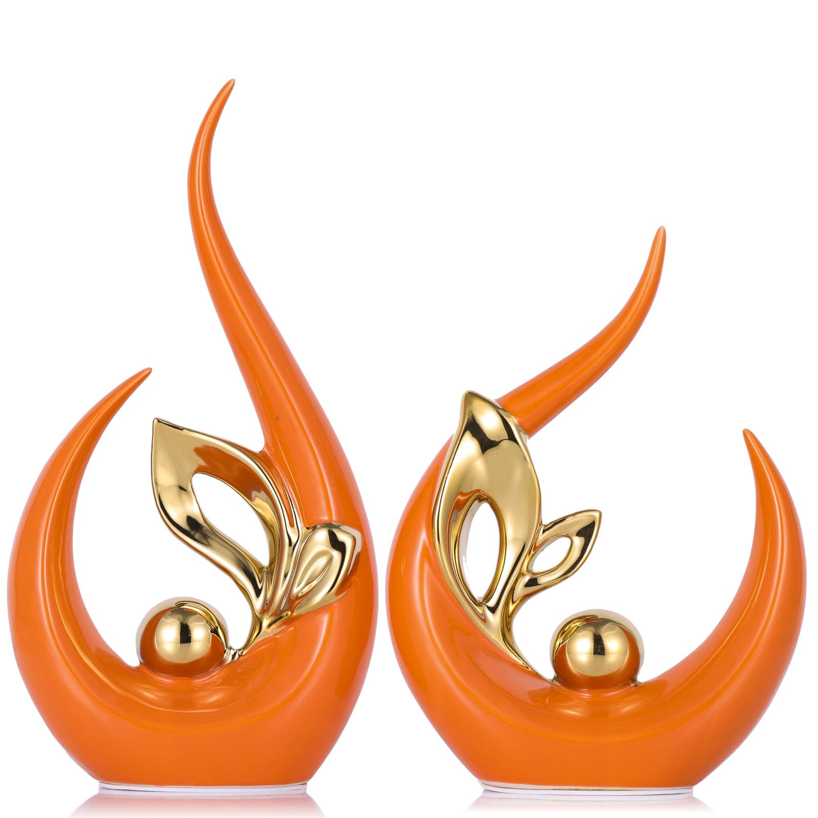 Amazon.com: XMGZQ Burnt Orange Gold Ceramic Statues for Home Décor